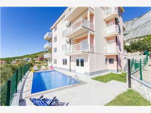 Ferienwohnungen Seaview Makarska Riviera, Größe 50,00 m2, Privatunterkunft mit Pool, Luftlinie bis zum Meer 250 m