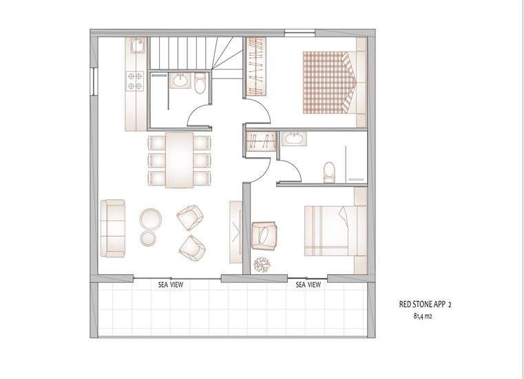 Apartment A2, for 6 persons