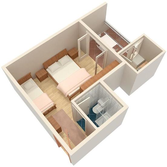 Apartment A1, for 3 persons