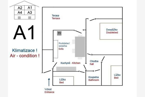 Apartment A1, for 5 persons