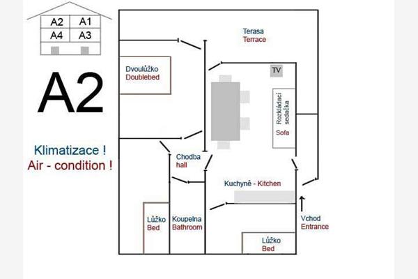 Apartment A2, for 5 persons