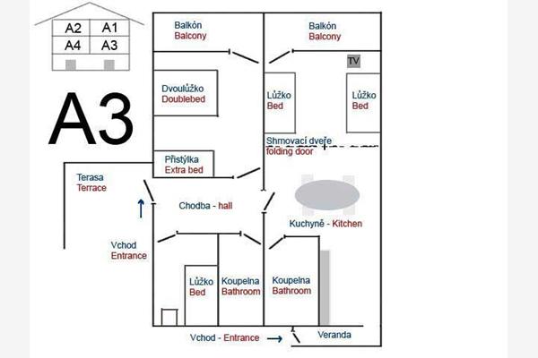 Apartment A3, for 5 persons