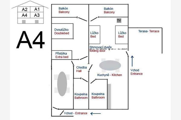 Apartment A4, for 5 persons