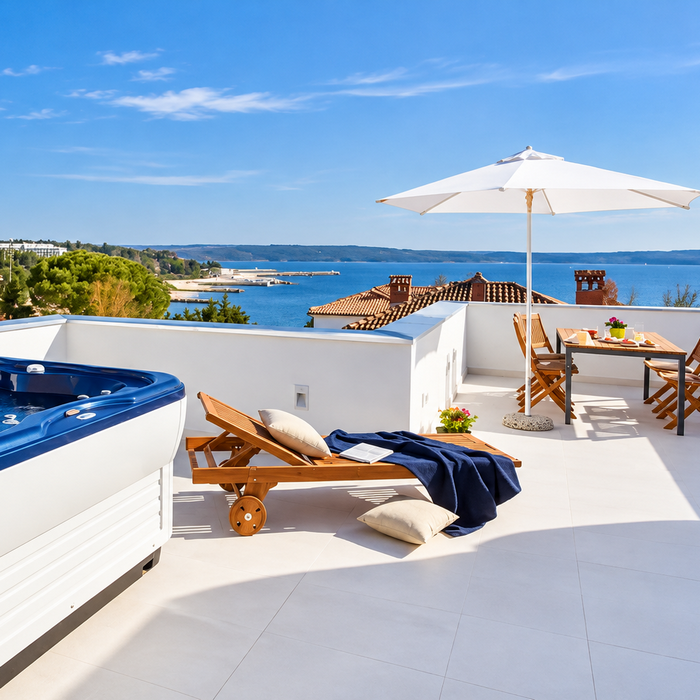 Seaside accommodation with swimming pool and Adriatic Sea view