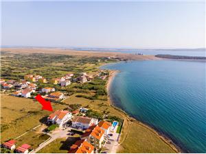 Appartementen Crljenko Povljana - eiland Pag, Kwadratuur 50,00 m2, Accommodatie met zwembad, Lucht afstand tot de zee 70 m